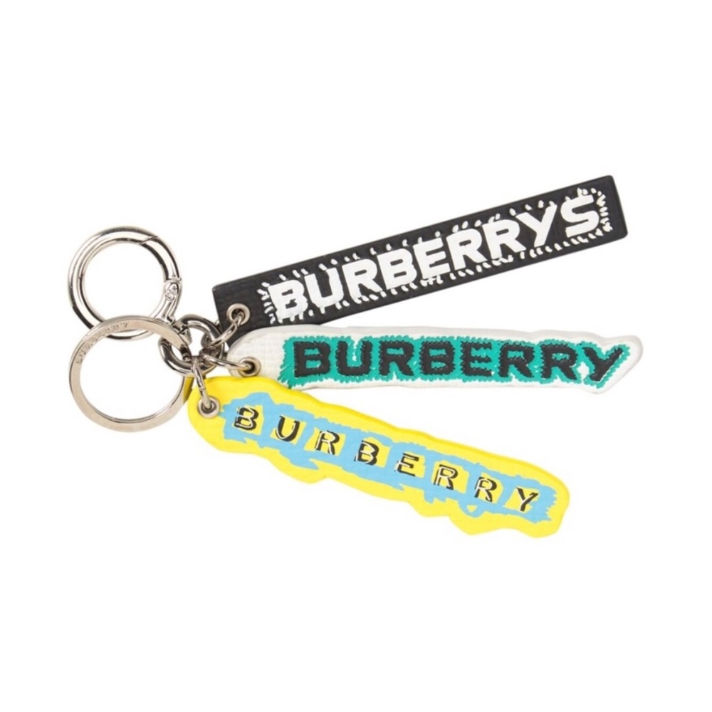 Burberry - Tag Print Leather Key Ring